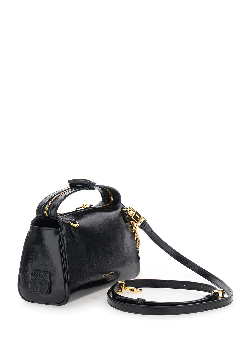 Dolce & Gabbana Women 'Vittoria' Black Mini Handbag With Adjustable And Removable Shoulder Strap And Charm On The Front In Leather Woman DOLCE & GABBANA