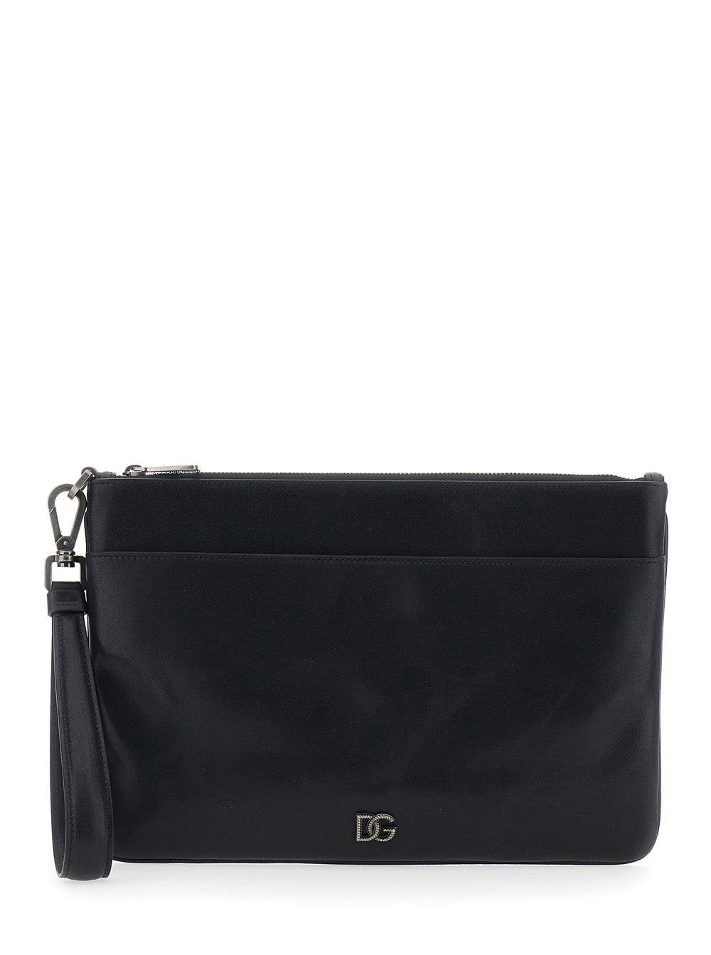 Dolce & Gabbana Men Black Clutch With Wrist Strap And Logo Plaque On The Front In Leather Man DOLCE & GABBANA