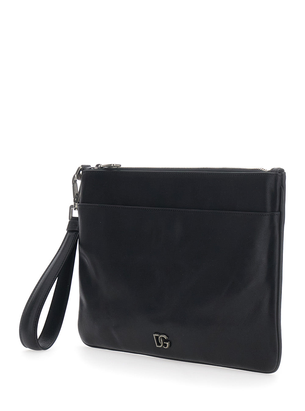 Dolce & Gabbana Men Black Clutch With Wrist Strap And Logo Plaque On The Front In Leather Man DOLCE & GABBANA