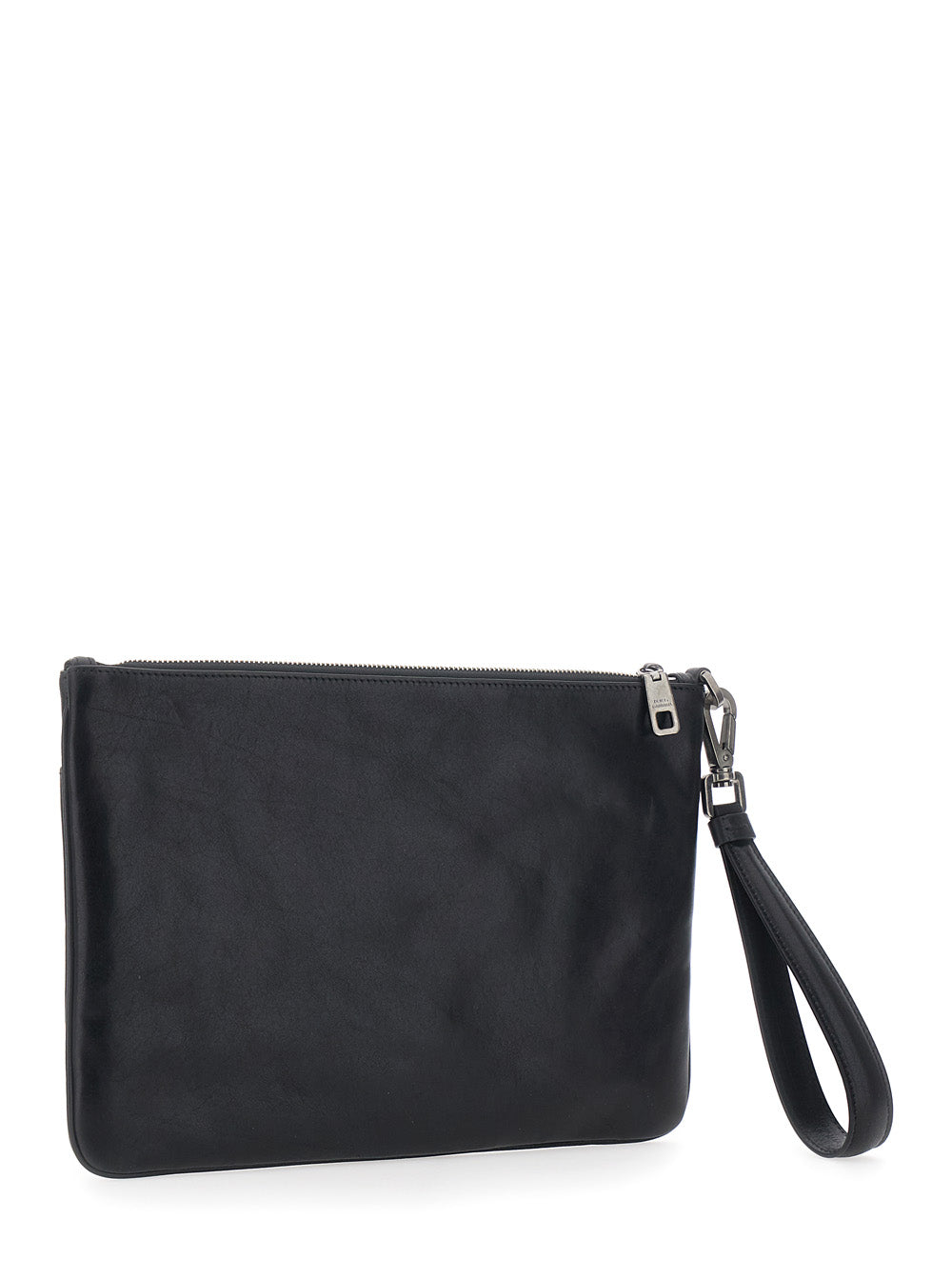 Dolce & Gabbana Men Black Clutch With Wrist Strap And Logo Plaque On The Front In Leather Man DOLCE & GABBANA