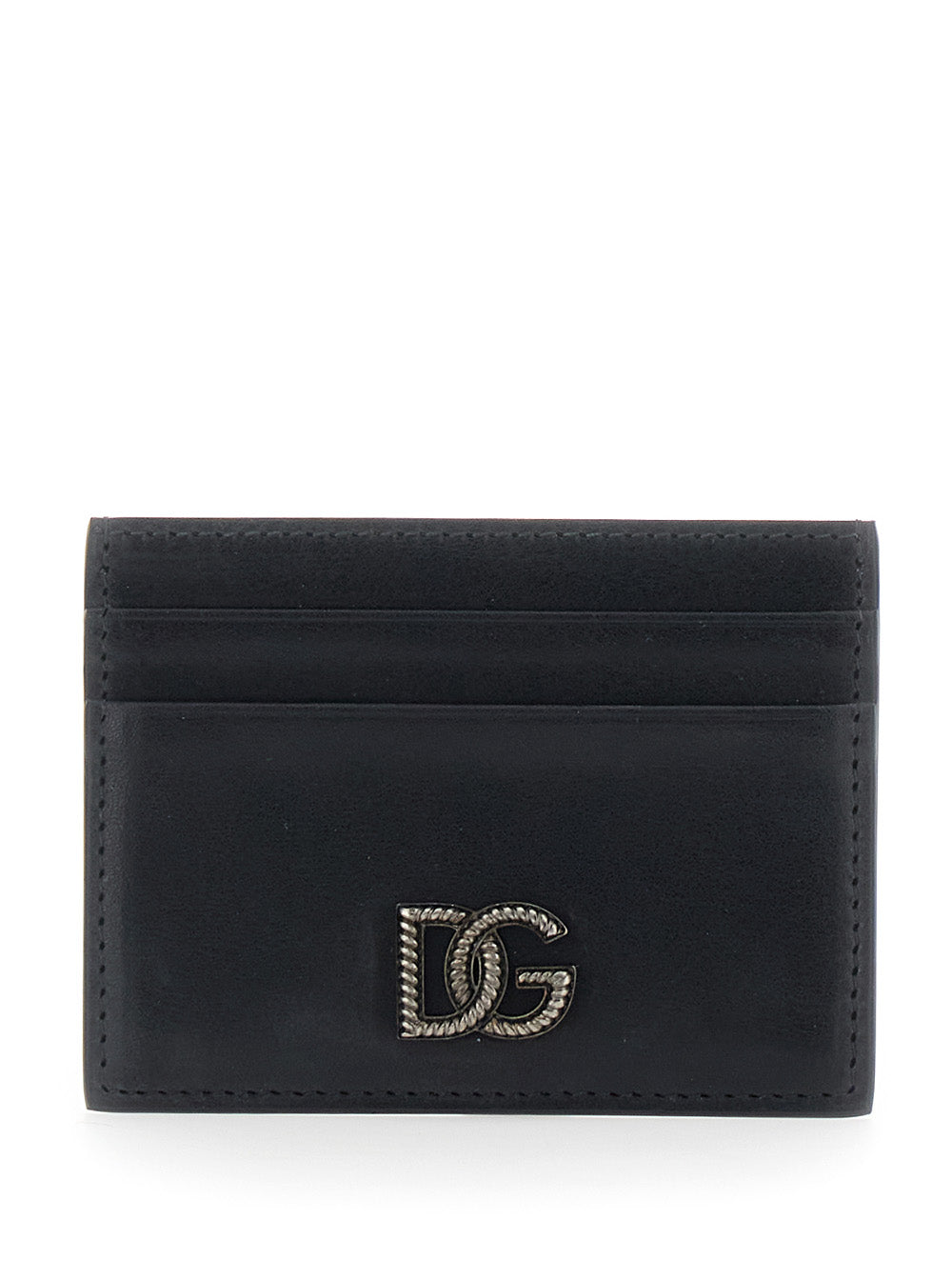 Dolce & Gabbana Men Black Card Holder With Logo Plaque On The Front In Leather Man DOLCE & GABBANA