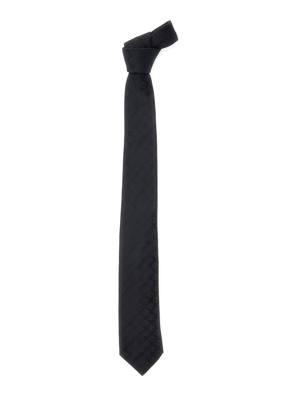 Giorgio Armani Men Blacktie With All-Over Tonal Logo In Silk Man GIORGIO ARMANI