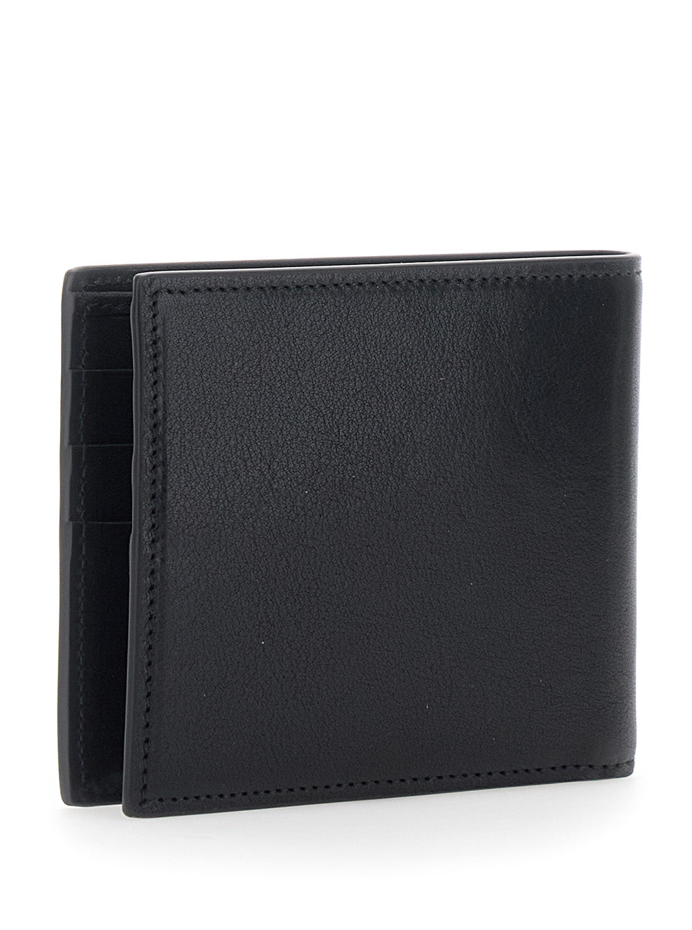 Dolce & Gabbana Men Black Card Bi-Fold Wallet With Logo Plaque On The Front In Leather Man DOLCE & GABBANA