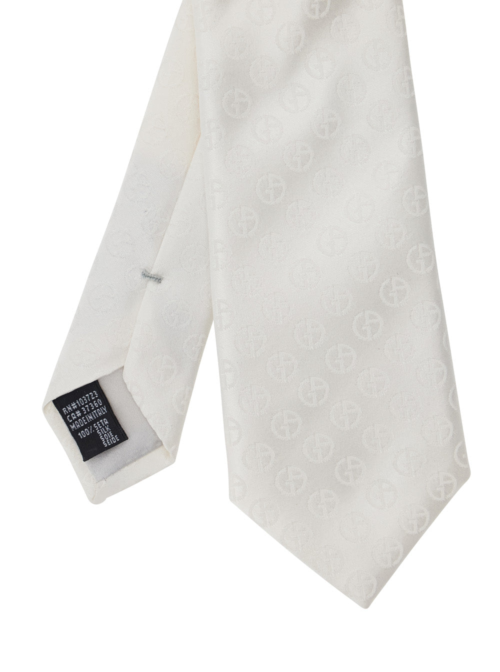 Giorgio Armani Men White Tie With All-Over Tonal Logo In Silk Man GIORGIO ARMANI