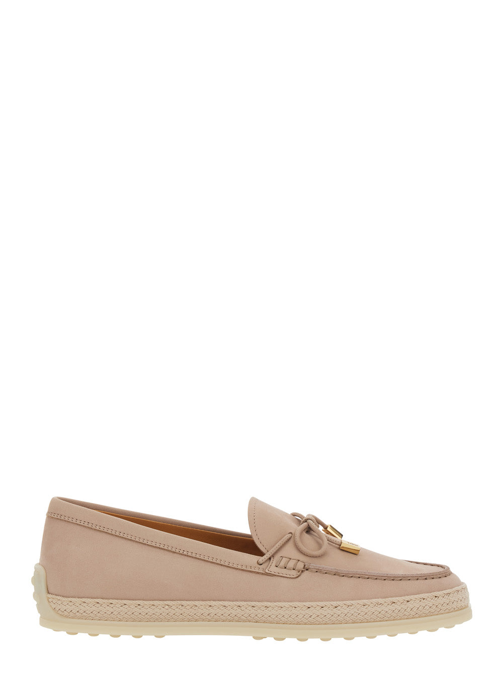 Tod's Women Loafers 'Tod's' Pink With Bow Detail And Rope Trim In Leather Women TOD'S