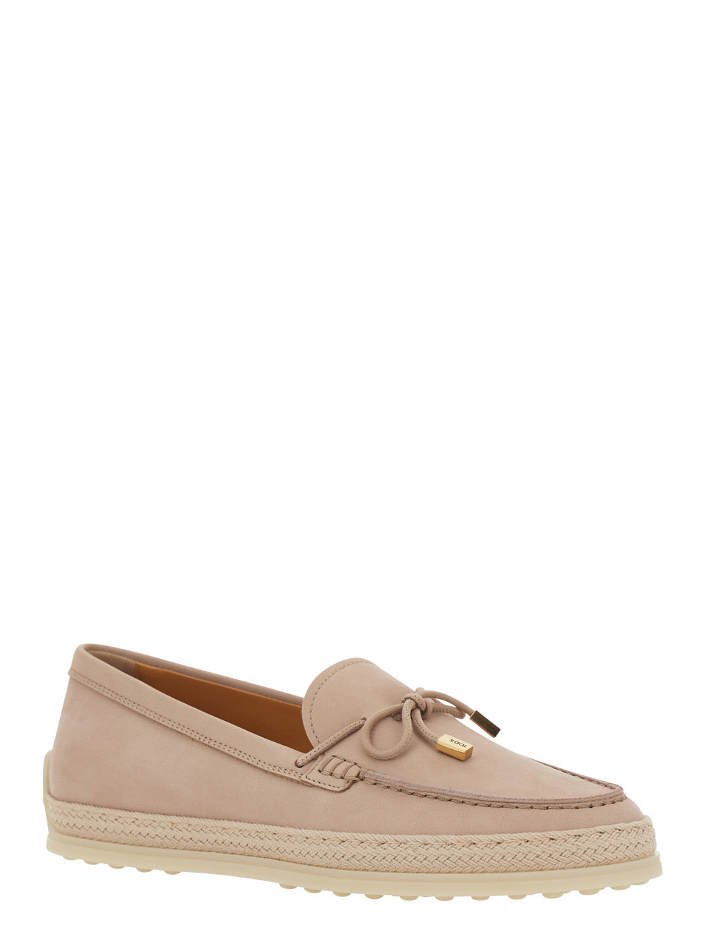 Tod's Women Loafers 'Tod's' Pink With Bow Detail And Rope Trim In Leather Women TOD'S