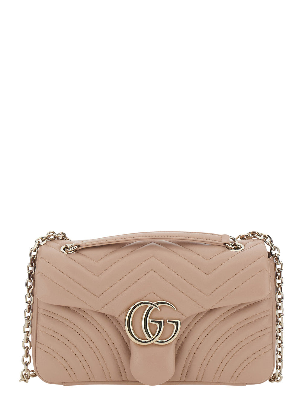 Gucci Women 'Gg Marmont' Pink Crossbody Bag With Chain-Link Sliding Shoulder Strap And Gg Plaque On The Front In Leather Woman GUCCI