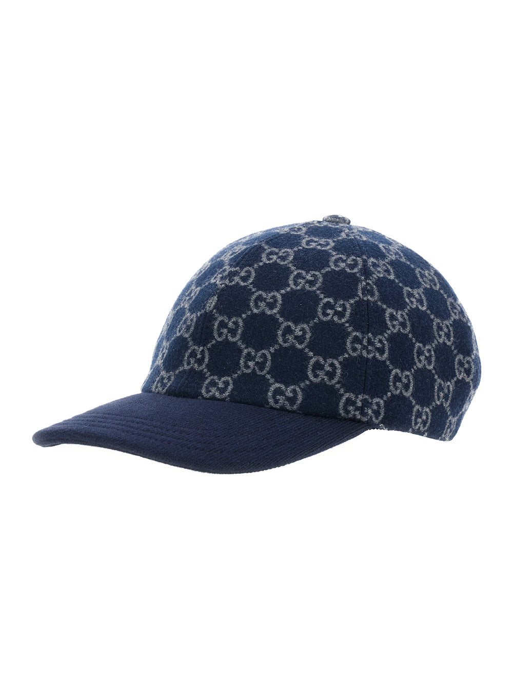 Gucci Men Blue Baseball Cap With Gg Motif In Cashmere For Men GUCCI