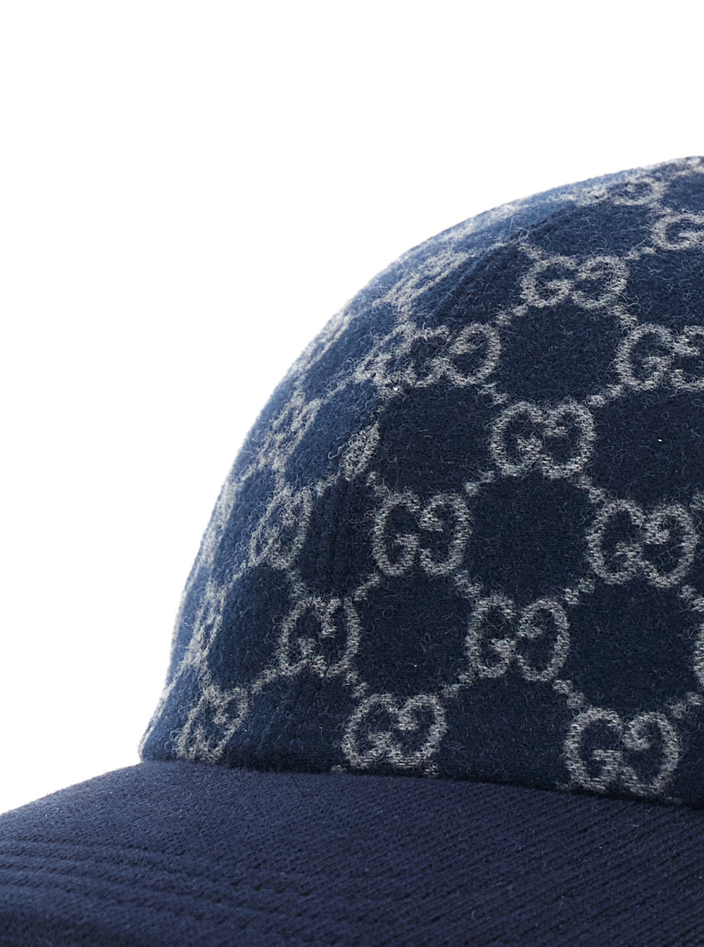Gucci Men Blue Baseball Cap With Gg Motif In Cashmere For Men GUCCI