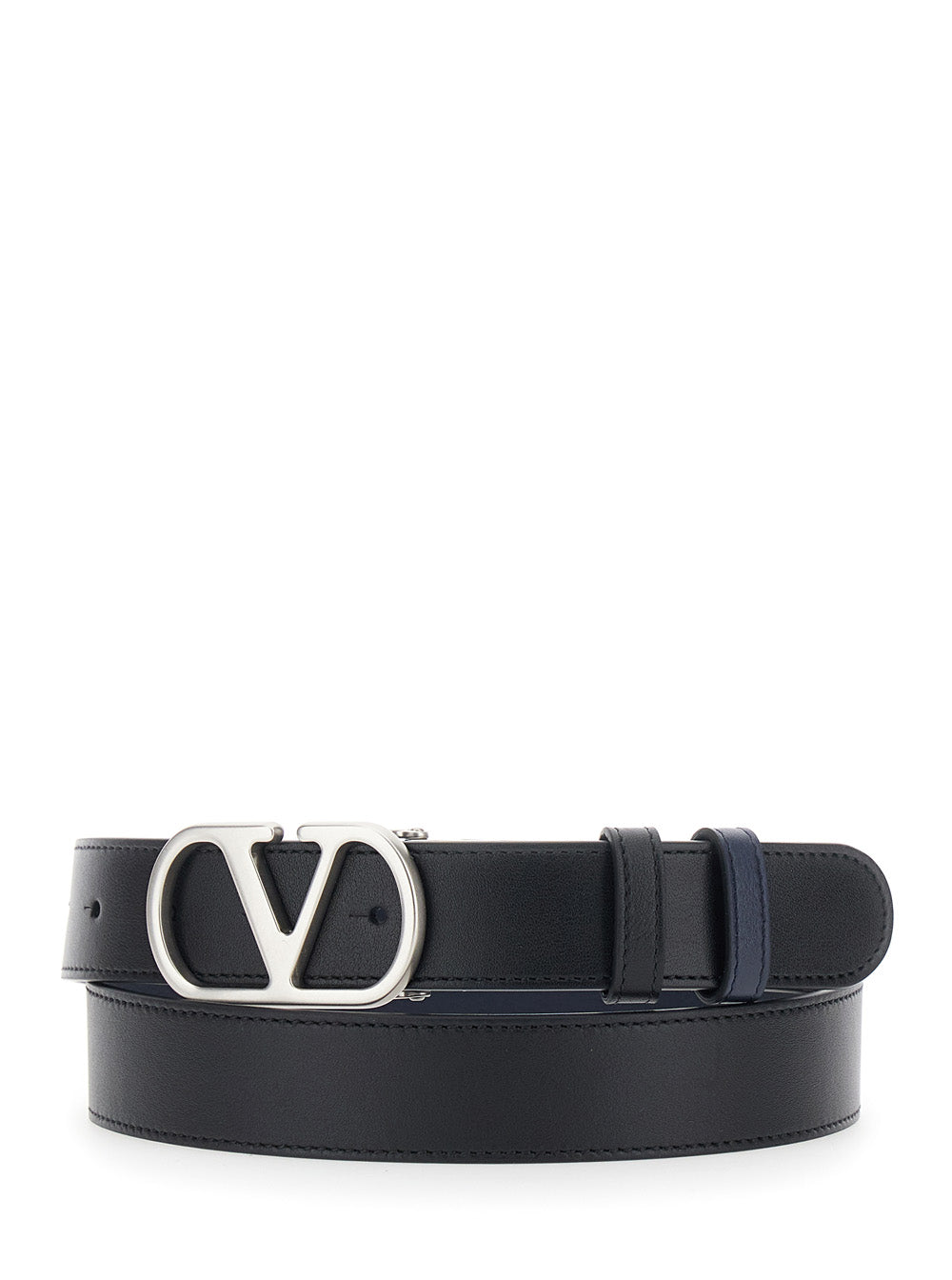 Valentino Garavani Men Black Reversible Belt With Vlogo Buckle On The Front In Leather Man VALENTINO GARAVANI