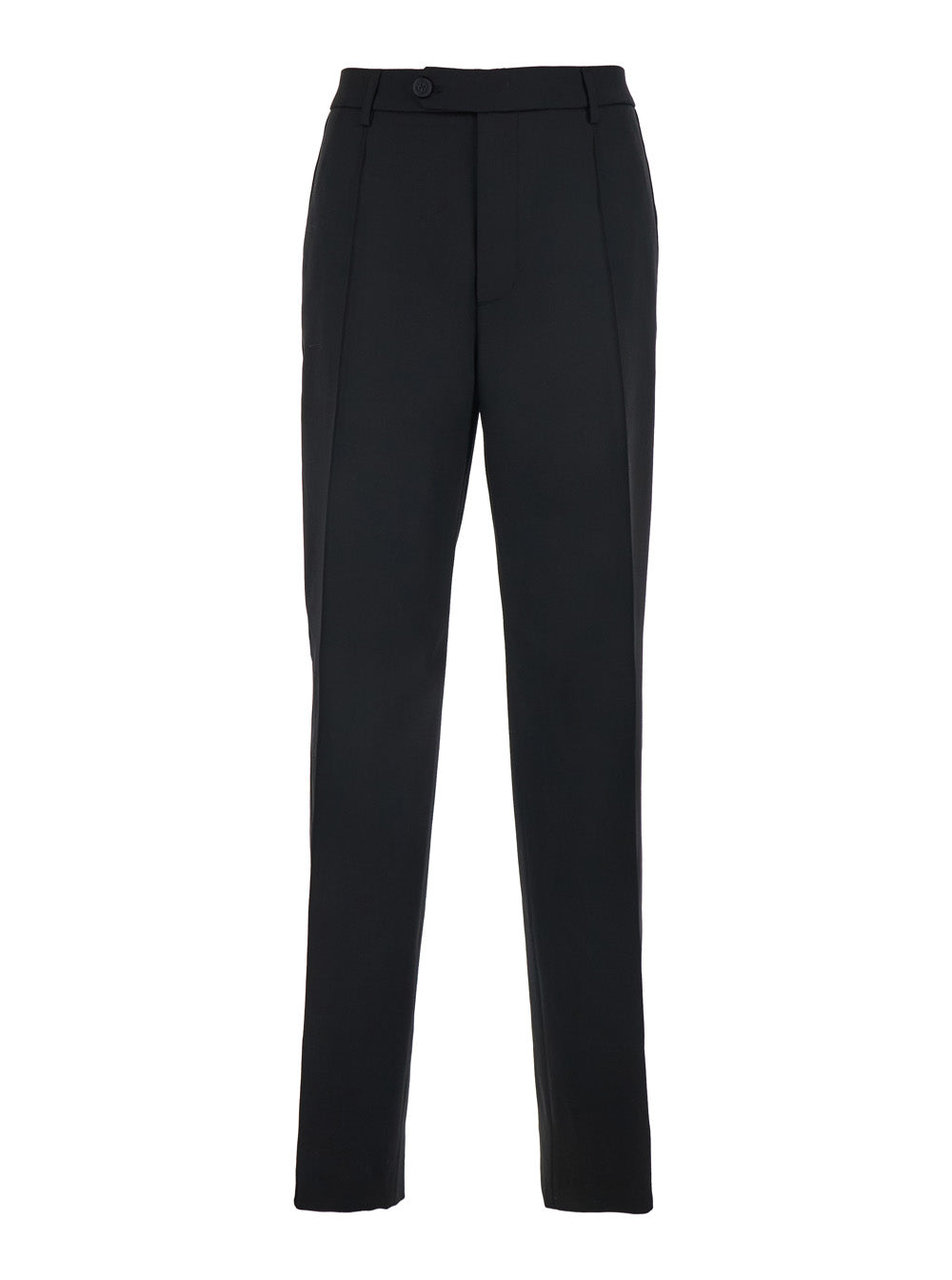Golden Goose Men Black Wool And Satin Trousers With Button Closure And Star Logo Detail On The Back For Men GOLDEN GOOSE