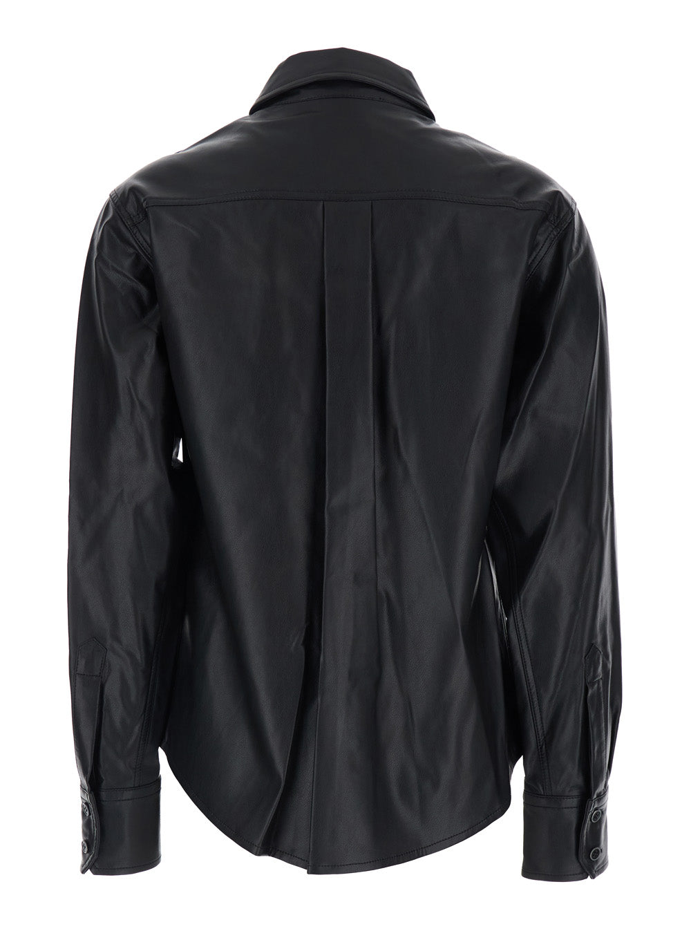 Isabel Marant Etoile Women Shirt 'Noee' With Classic Collar And Applied Pockets On The Front In Black Ecoleather For Women ISABEL MARANT ETOILE
