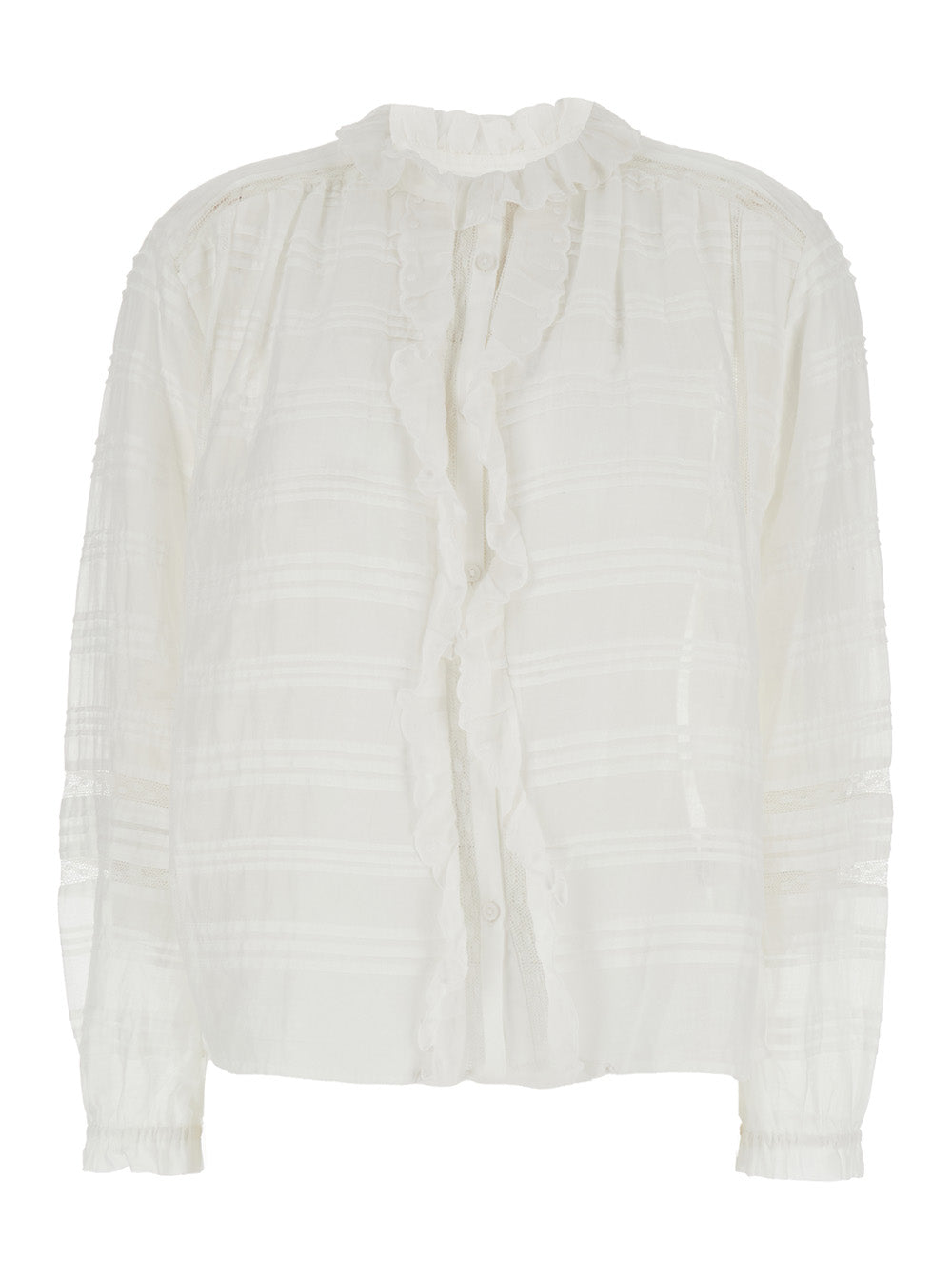 Isabel Marant Etoile Women Blouse 'Peline' With Choker Neckline And Details In Lace And Cotton Pleats White Women ISABEL MARANT ETOILE