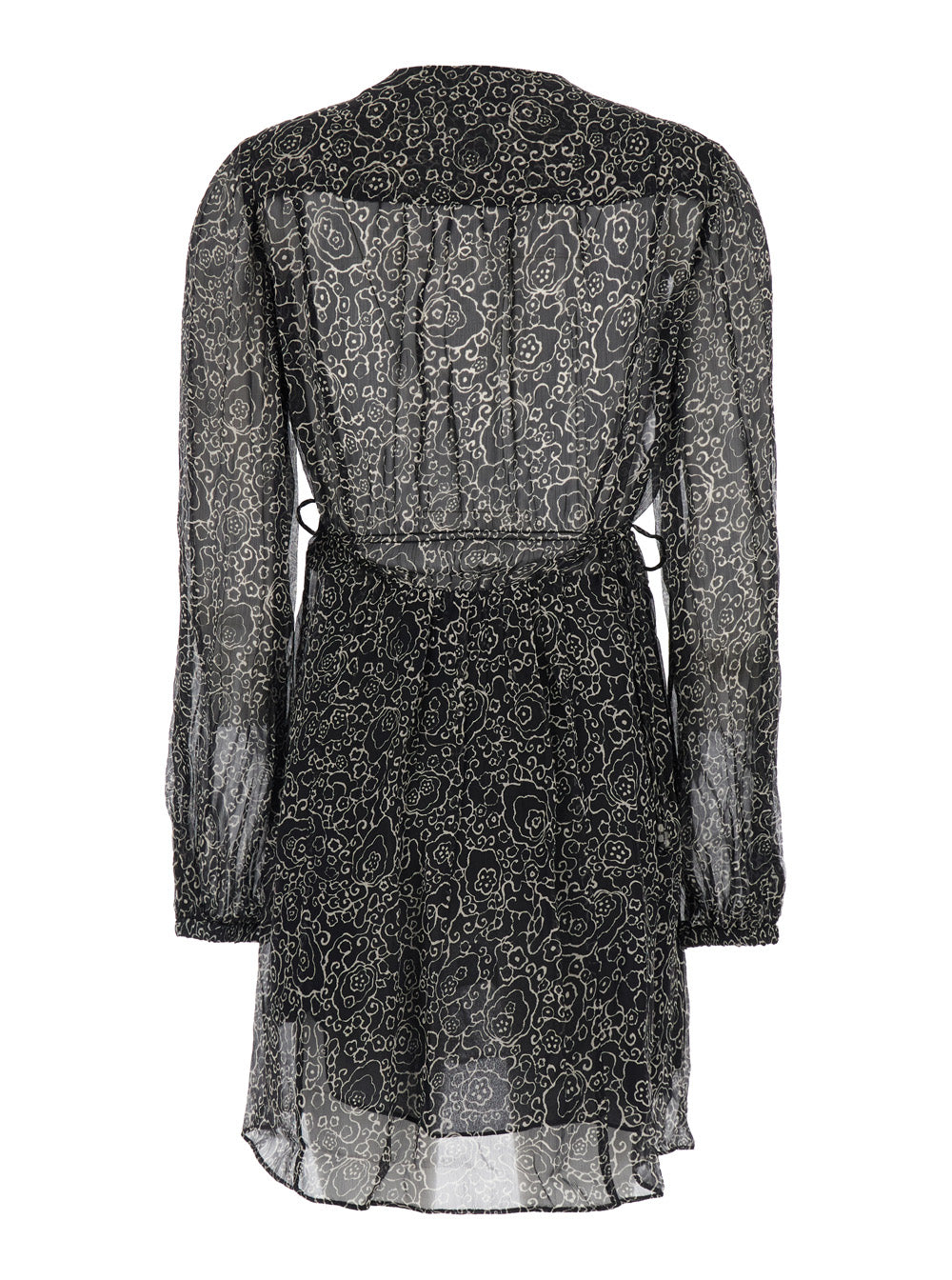Isabel Marant Etoile Women 'Loriena' Black Dress With V-Neck And All-Over Print In Fabric Woman ISABEL MARANT ETOILE