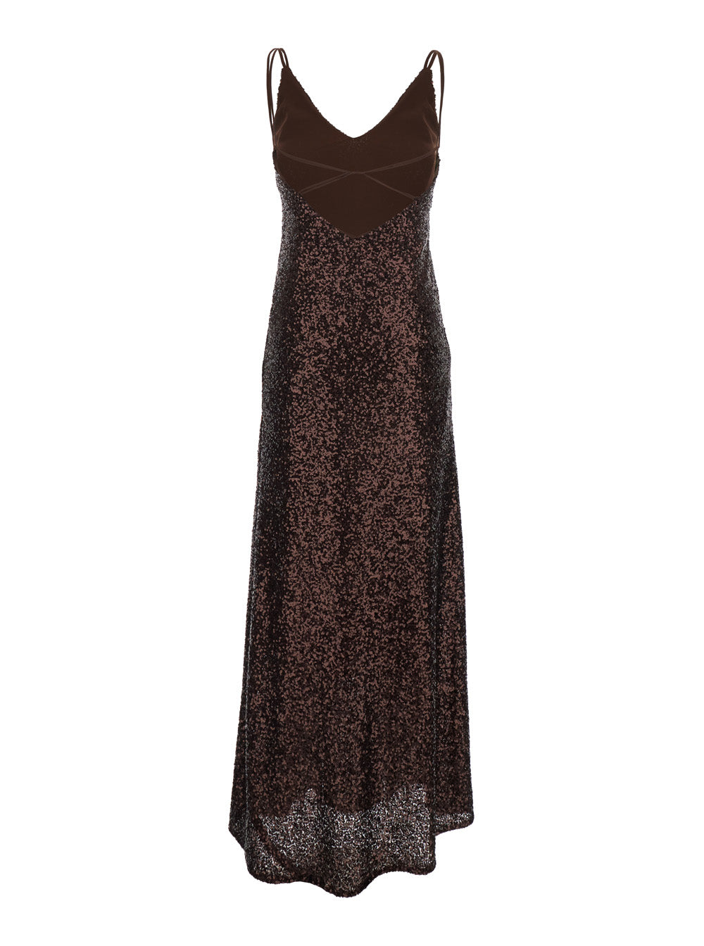 Leplain Women Long Dress "Plain" With Straps And All-Over Applied Sequins In Brown Fabric For Women LEPLAIN