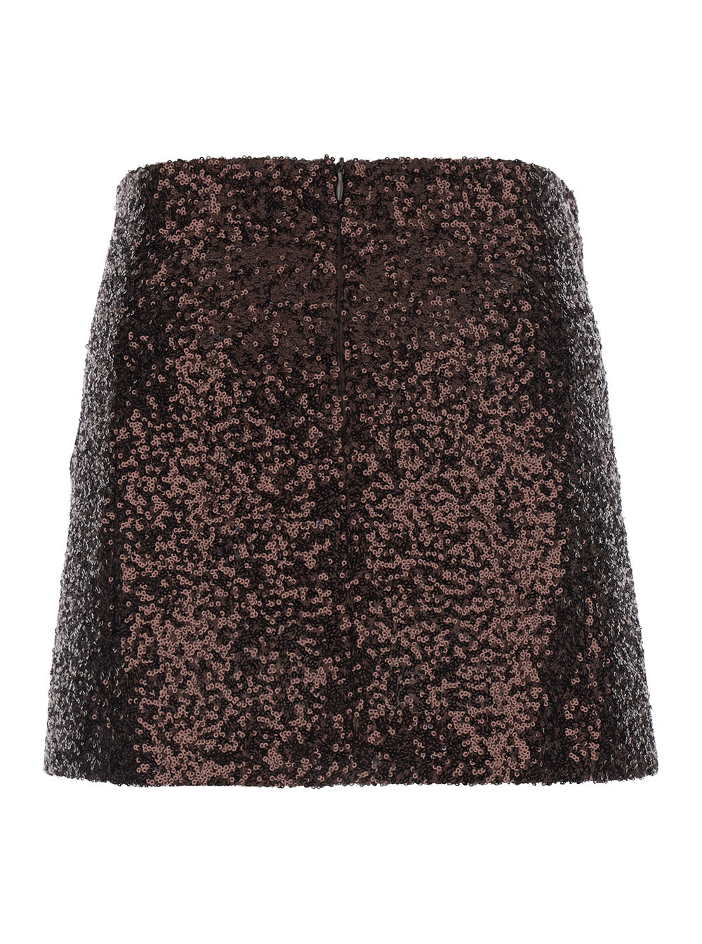 Leplain Women Brown Fabric Skirt With All-Over Sequins For Women LEPLAIN
