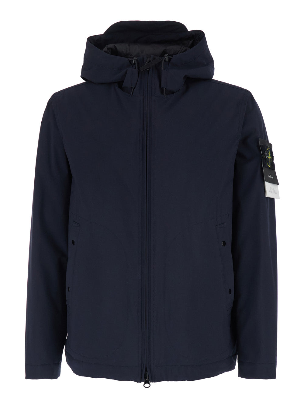Stone Island Men Blue Jacket With Fixed Hood And Logo Patch On The Sleeve In Tech Fabric Woman STONE ISLAND