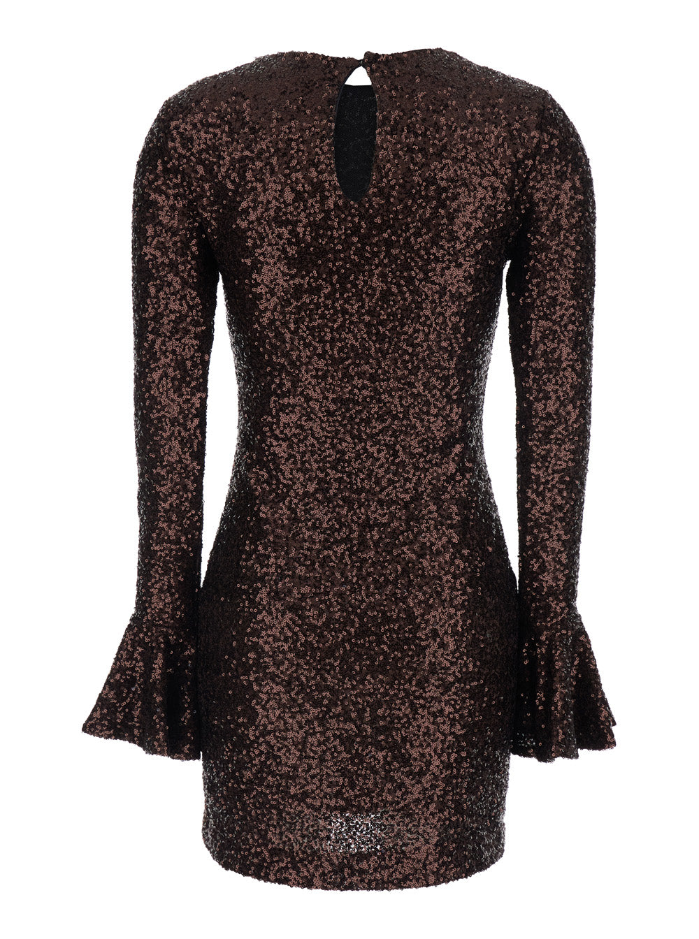 Leplain Women Brown Dress With Round Neck And All-Over Applied Sequins In Fabric For Women LEPLAIN