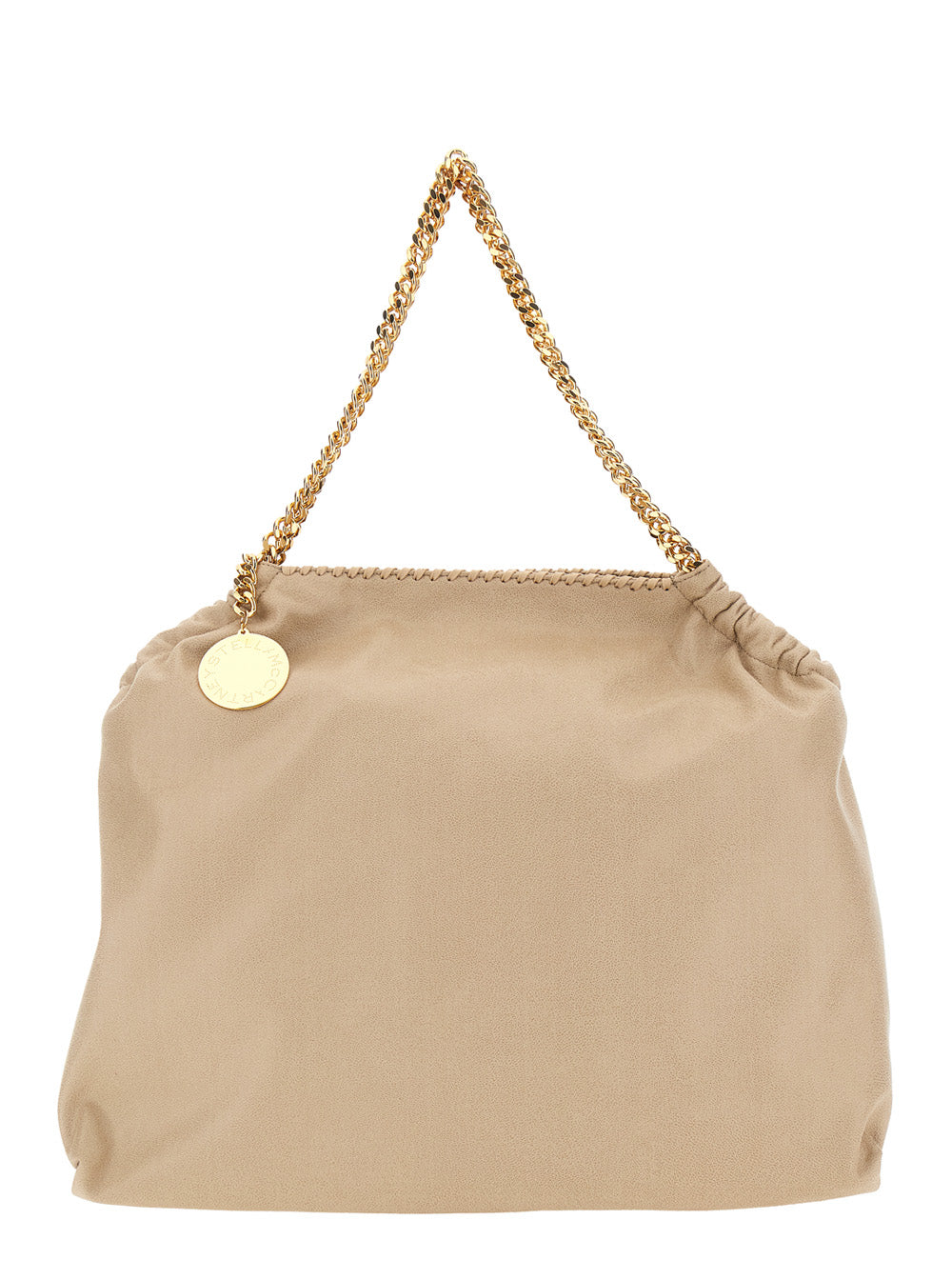 Stella Mccartney Women Falabella' Shoulder Bag With Diamond Effect Chain And Logo Charm On Front In Ecoleather Beige Women STELLA MCCARTNEY