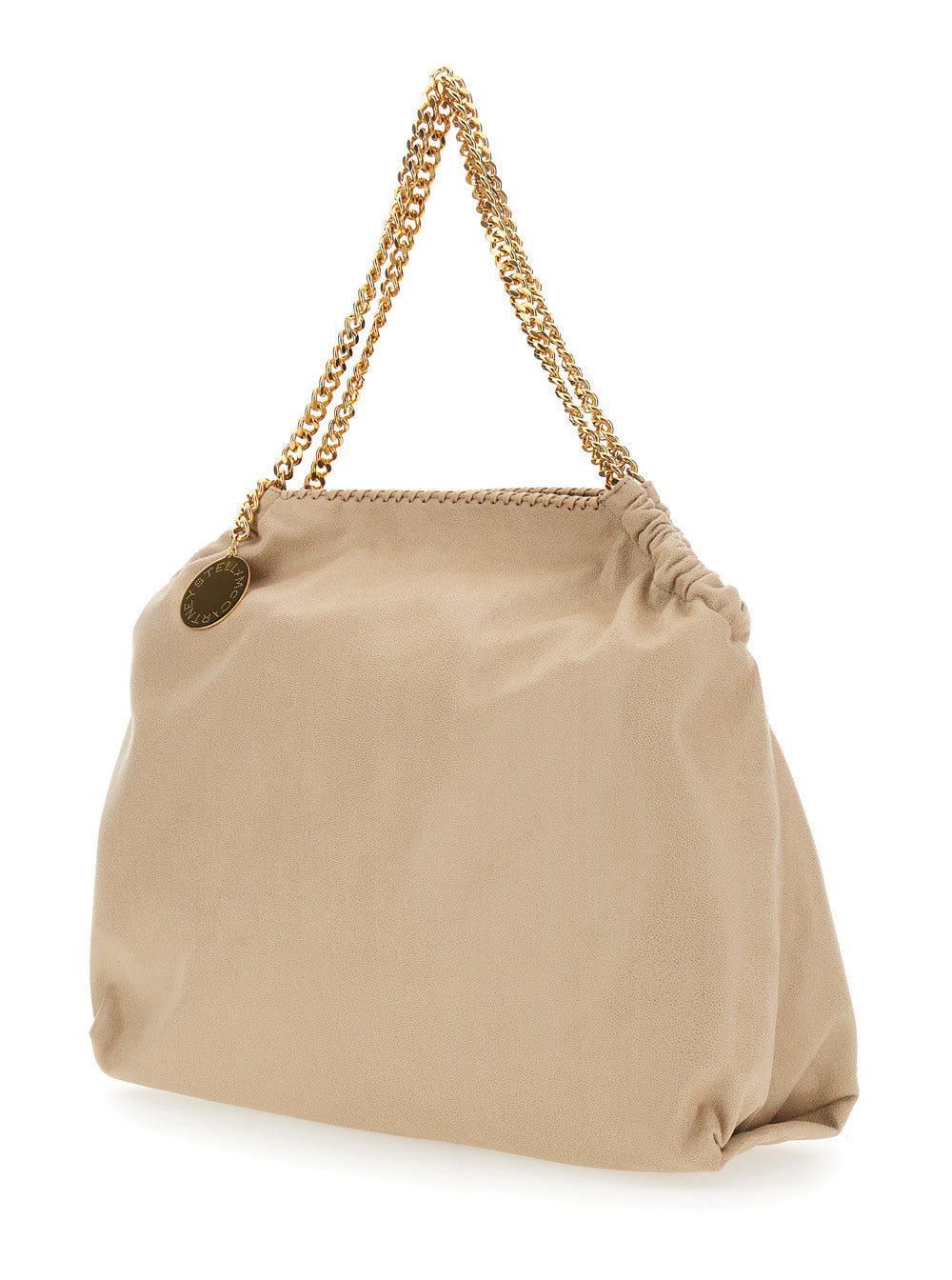 Stella Mccartney Women Falabella' Shoulder Bag With Diamond Effect Chain And Logo Charm On Front In Ecoleather Beige Women STELLA MCCARTNEY