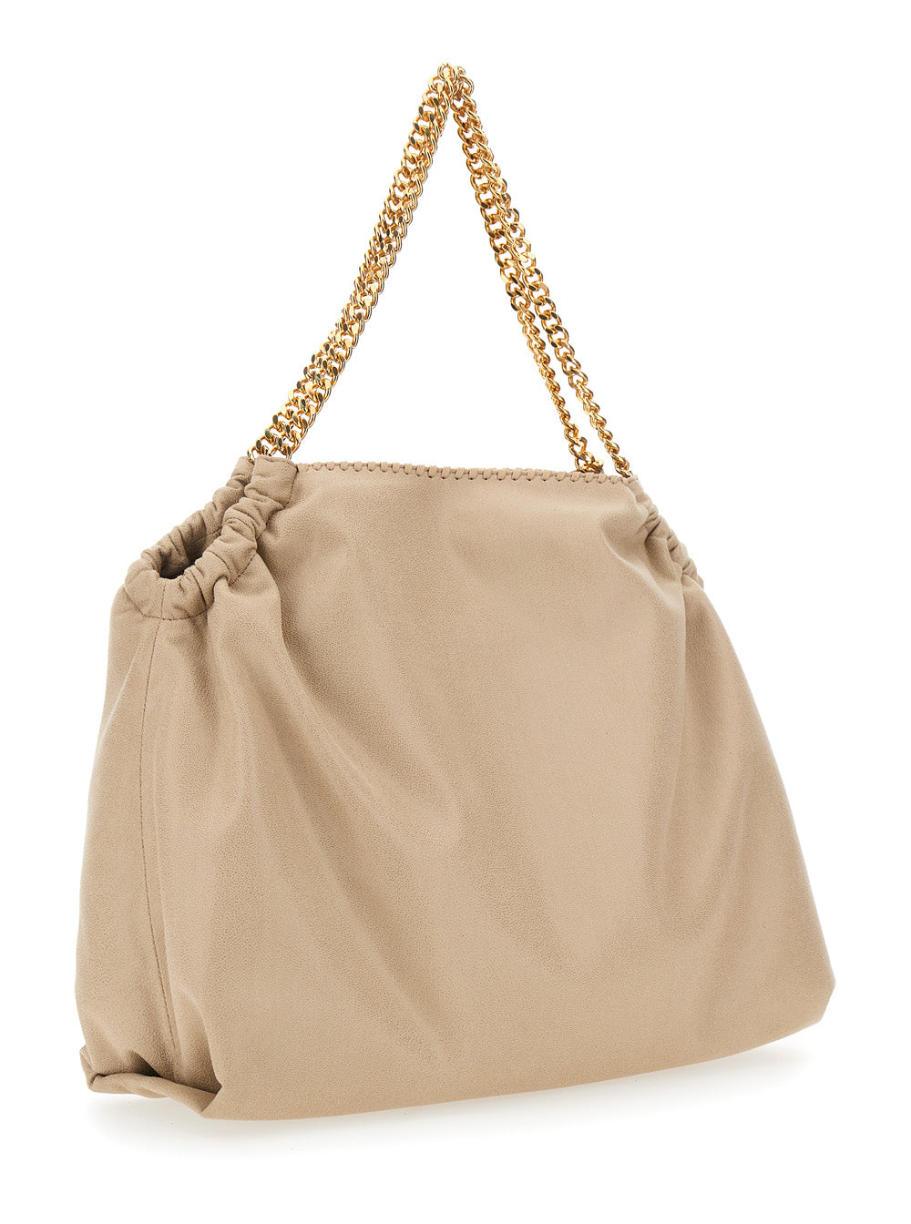 Stella Mccartney Women Falabella' Shoulder Bag With Diamond Effect Chain And Logo Charm On Front In Ecoleather Beige Women STELLA MCCARTNEY