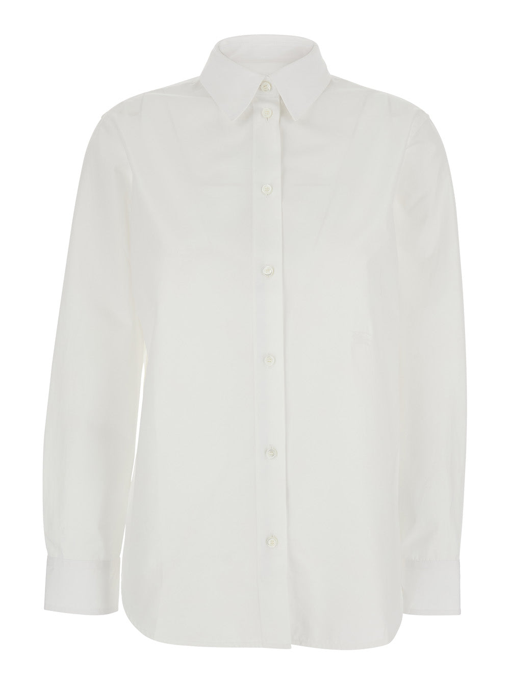 Burberry Women 'Ellora' White Shirt With Pointed Collar And Tone-On-Tone Embroidered Logo In Cotton Woman BURBERRY