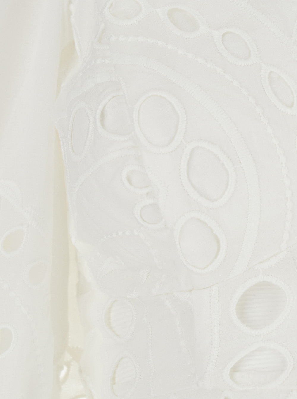 Charo Ruiz Women 'Luna' White Top With Deep Neckline And Intricate Embroidery In Cotton Blend For Women CHARO RUIZ