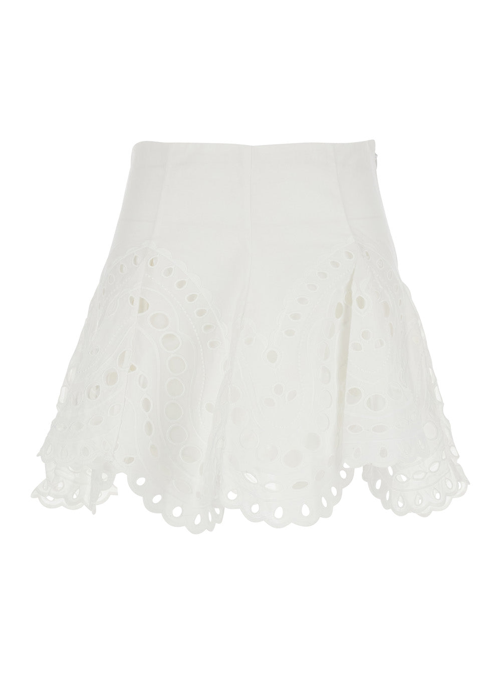 Charo Ruiz Women 'Sail' White Skirt With A-Line Design And Scalloped Hem In Cotton Blend Women CHARO RUIZ