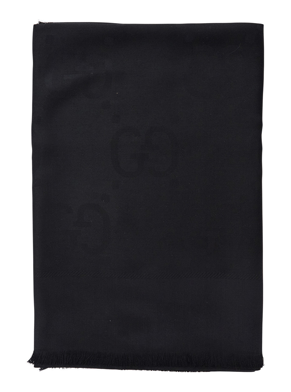 Gucci Women Black Scarf With Gg All-Over Motif In Wool Woman GUCCI