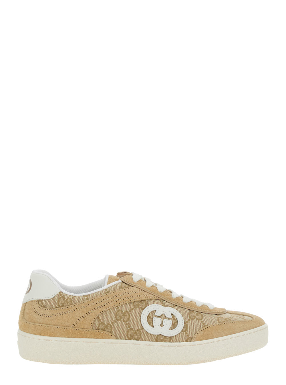 Gucci Women 'G75' Beige Sneaker With All-Over Gg Motif And Side Logo In Suede Woman GUCCI