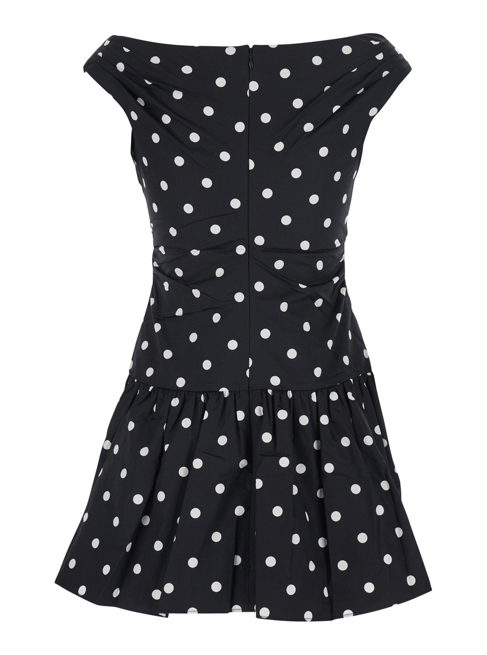 Self-Portrait Women Dress 'Rs26209' Black With Flared Skirt And All-Over Polka Dot Motif In Cotton For Women