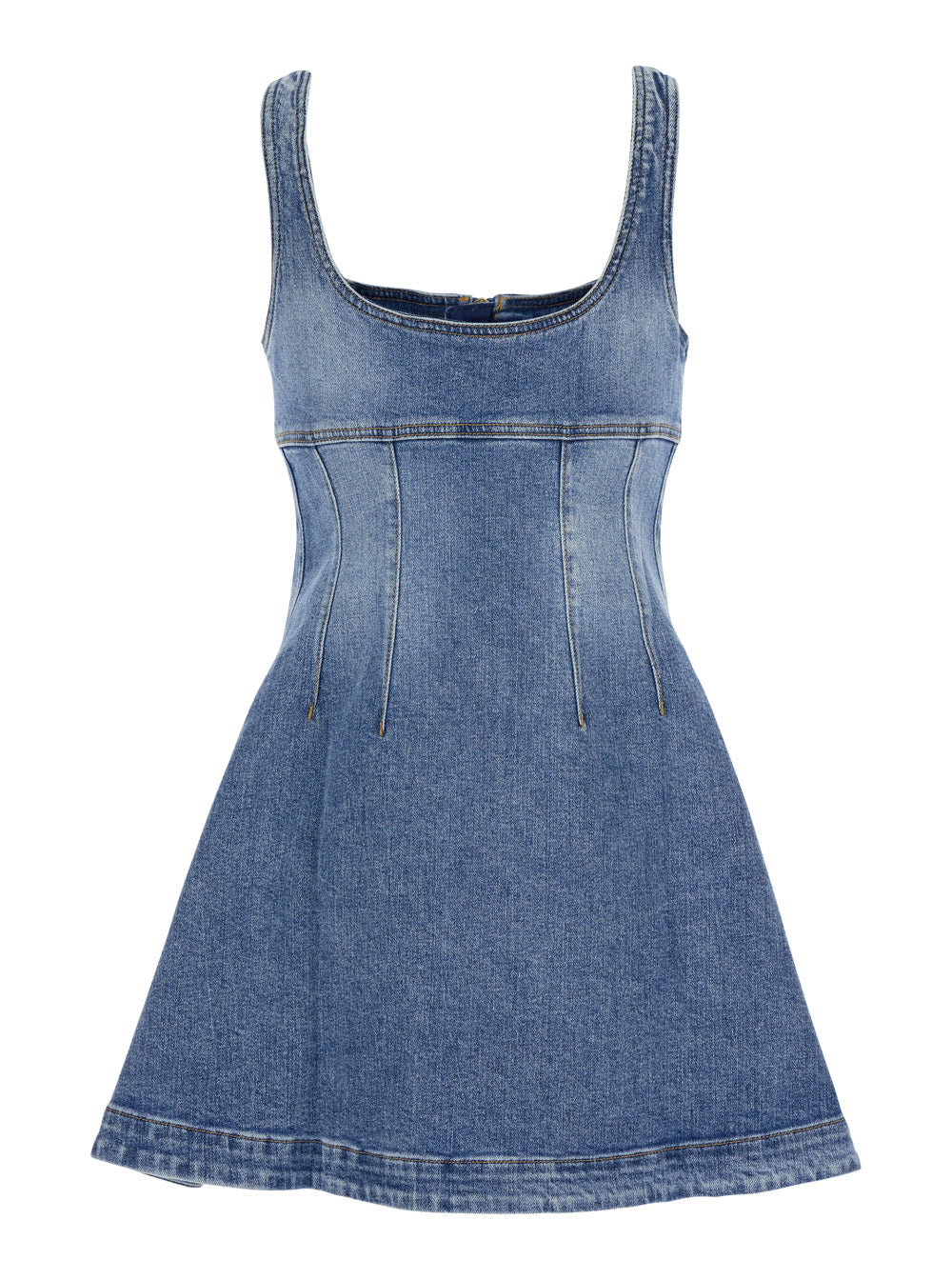 Self-Portrait Women Dress With Front Zip Closure And Embroidered Logo In Blue Denim For Women SELF-PORTRAIT