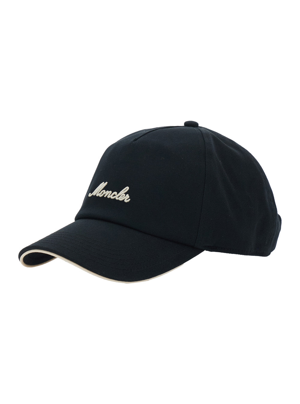 Moncler Men Black Baseball Cap With Logo Lettering On The Front In Cotton Man MONCLER