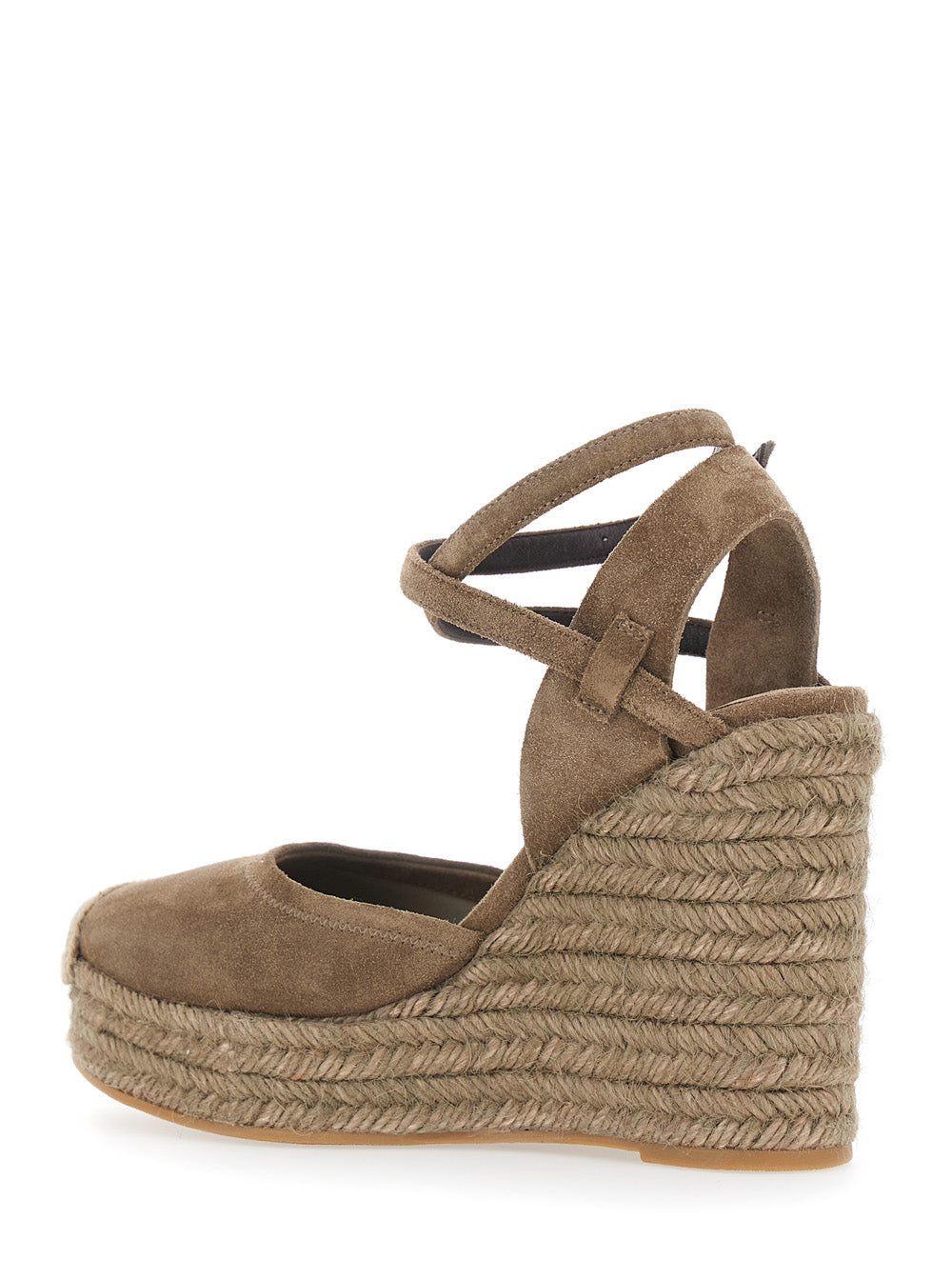 Brunello Cucinelli Women Brown Wedges With Ankle Strap And Round Toe In Suede Woman BRUNELLO CUCINELLI