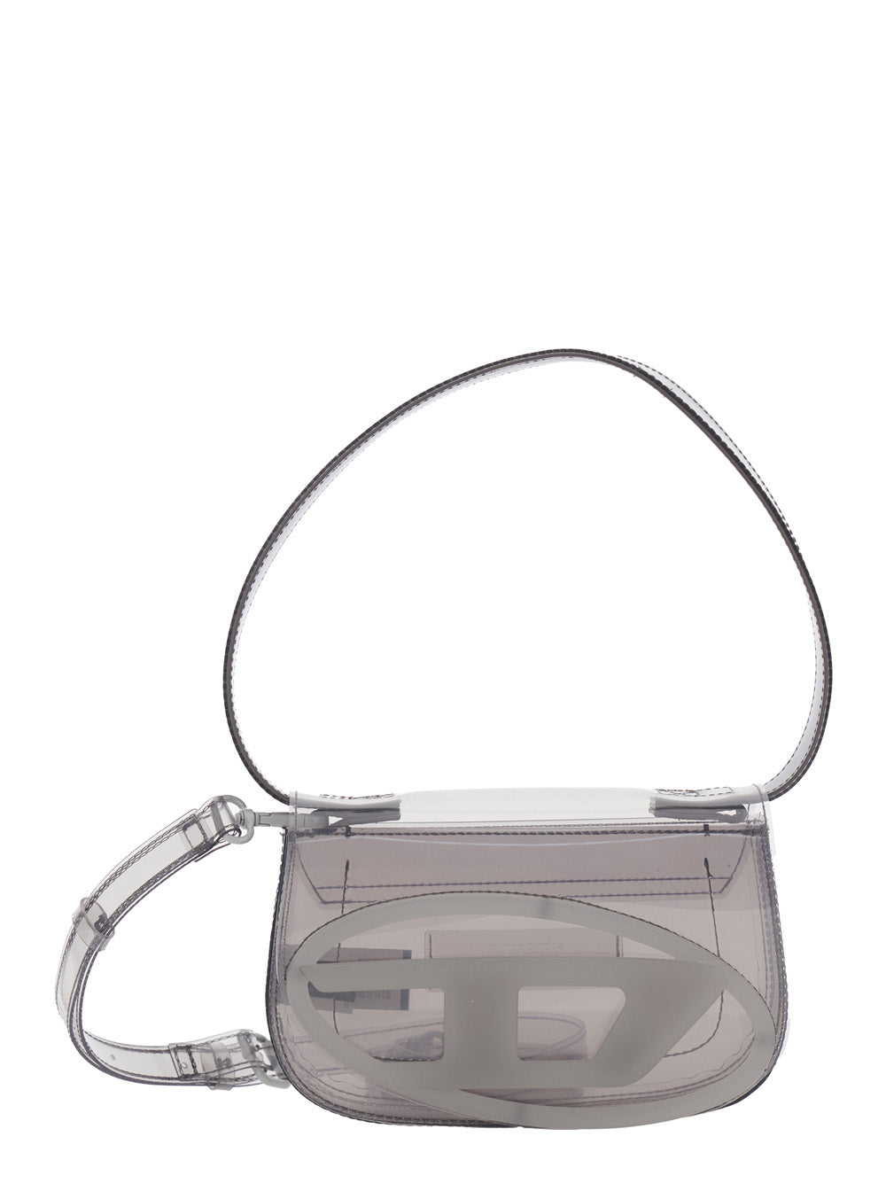 Diesel Women '1Dr' Grey Crossbody Bag With Oval D Patch And Semi-Transparent Design In Fabric Woman DIESEL