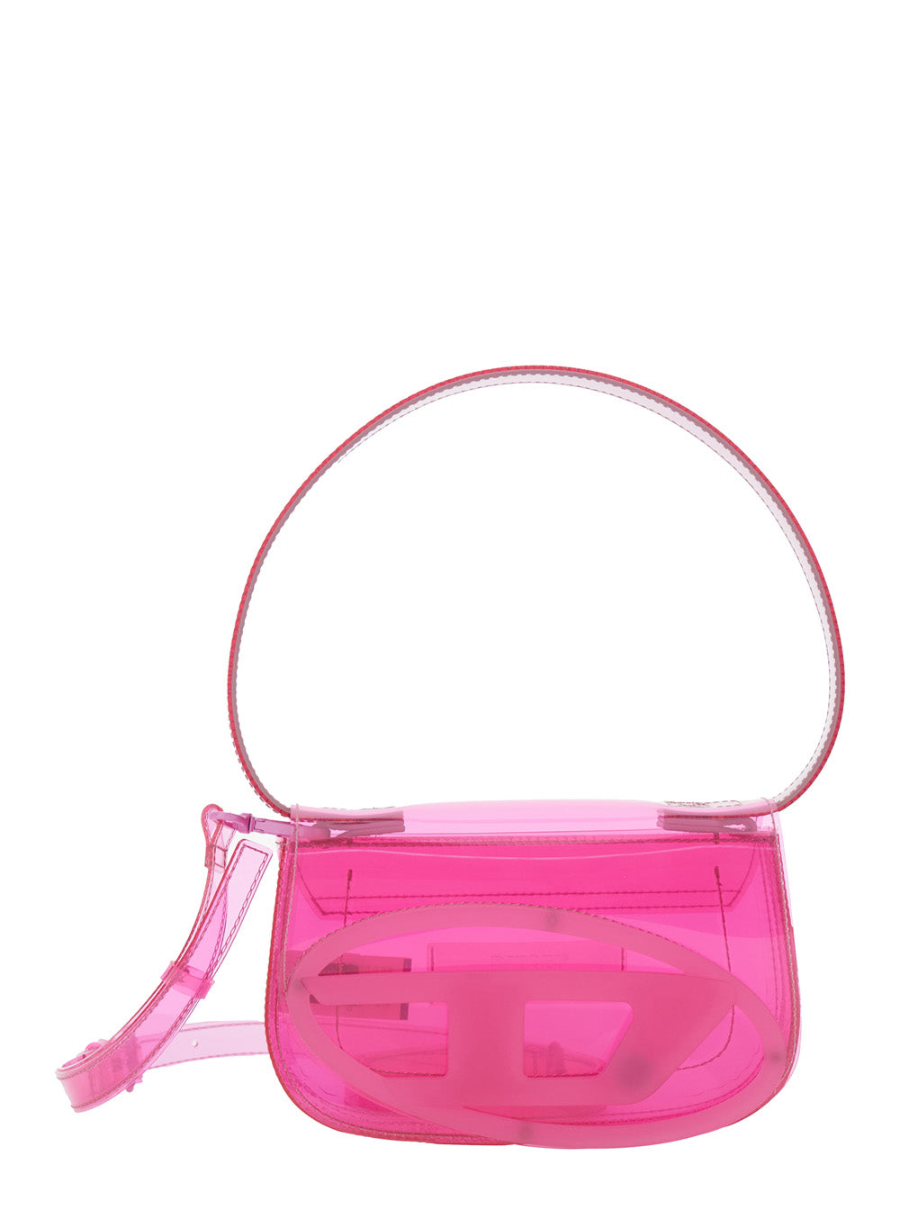 Diesel Women '1Dr' Pink Crossbody Bag With Oval D Patch And Semi-Transparent Design In Fabric Woman DIESEL