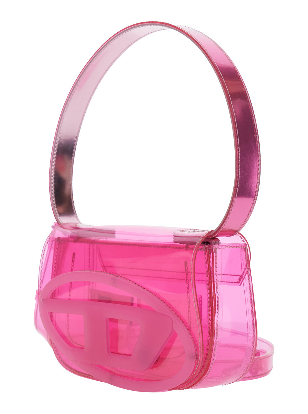 Diesel Women '1Dr' Pink Crossbody Bag With Oval D Patch And Semi-Transparent Design In Fabric Woman DIESEL