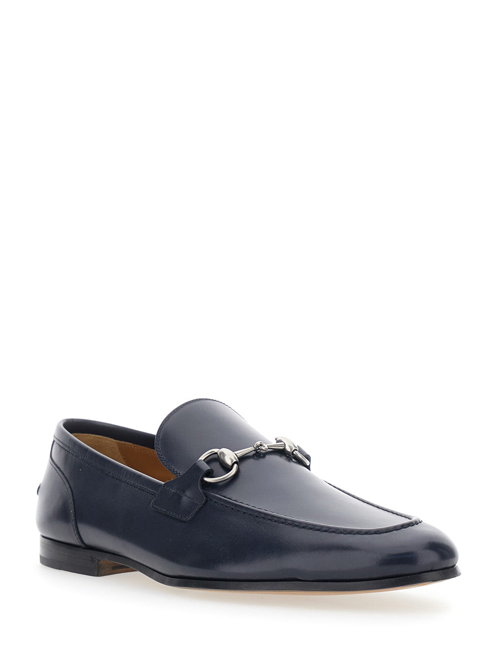 Gucci Men Blue Loafers 'Jordan' With Horsebit On The Front And Low Heel In Leather For Men GUCCI