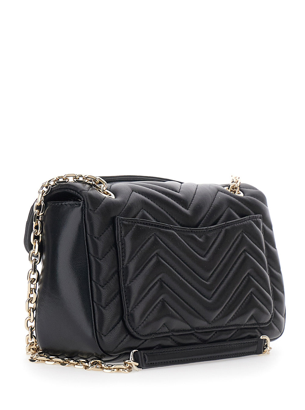 Gucci Women 'Gg Marmont' Black Crossbody Bag With Chain-Link Sliding Shoulder Strap And Gg Plaque On The Front In Leather Woman GUCCI