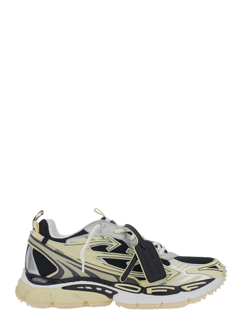 Off-White Men 'Ow Be Right' Grey Low Sneakers With Zip-Tie In Mesh And Leather For Men OFF-WHITE