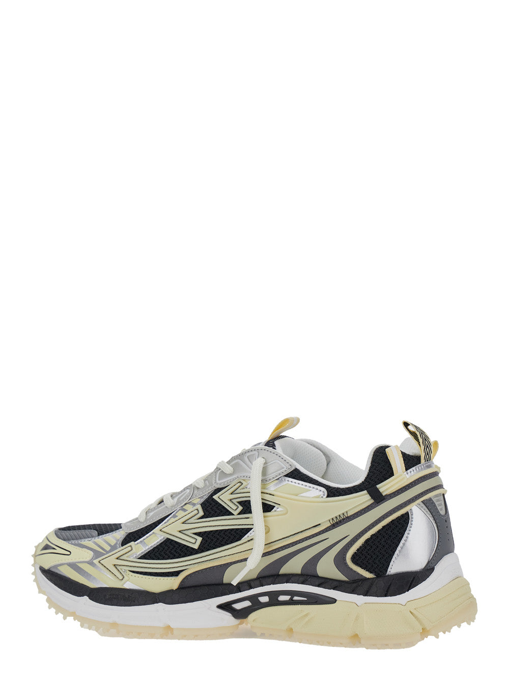Off-White Men 'Ow Be Right' Grey Low Sneakers With Zip-Tie In Mesh And Leather For Men OFF-WHITE