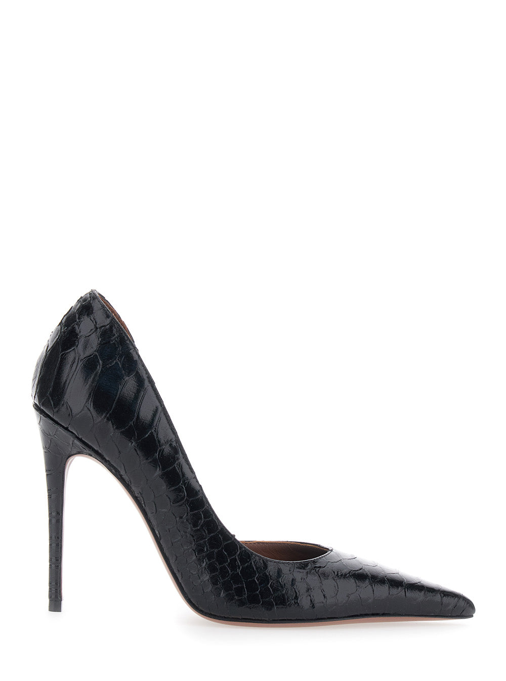 Paris Texas Women 'Vera' Black Pumps With High Stiletto Heel And Snake Skin Effect In Leather Women PARIS TEXAS