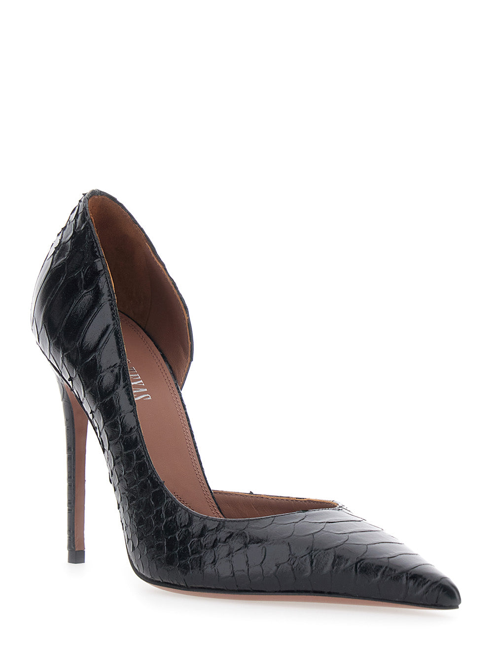 Paris Texas Women 'Vera' Black Pumps With High Stiletto Heel And Snake Skin Effect In Leather Women PARIS TEXAS