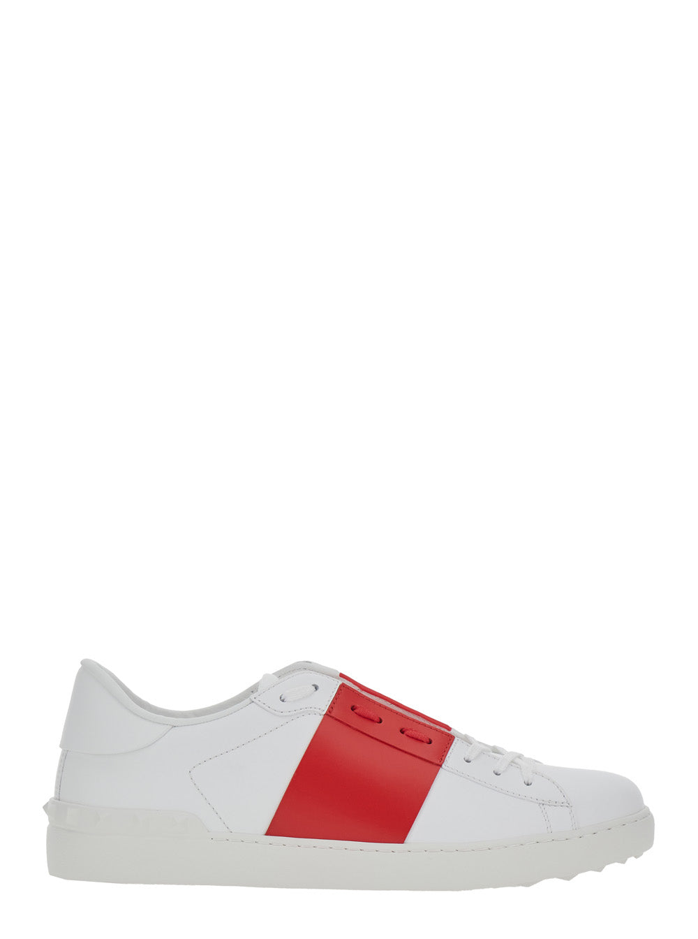 Valentino Garavani Men White Low Top Sneakers With Logo Tag And Rockstud Detail On The Back In Leather Man VALENTINO GARAVANI