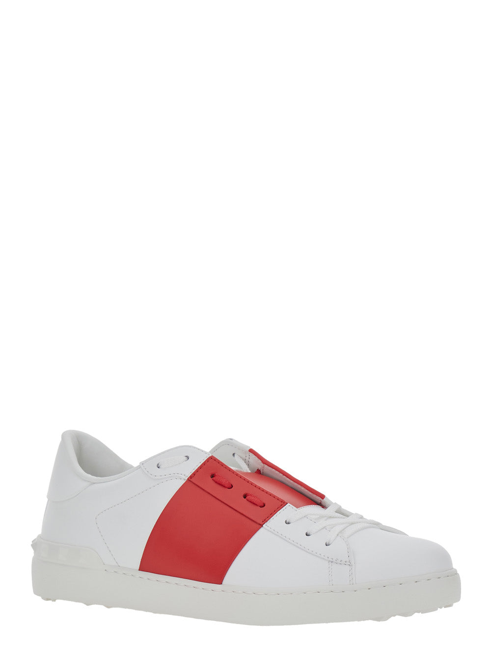 Valentino Garavani Men White Low Top Sneakers With Logo Tag And Rockstud Detail On The Back In Leather Man VALENTINO GARAVANI