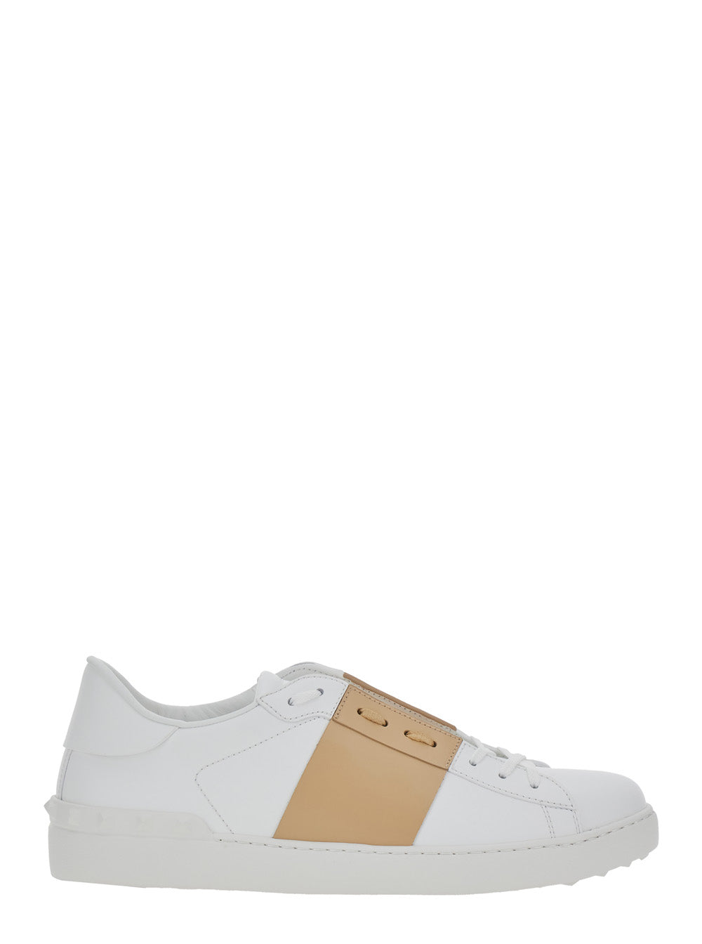 Valentino Garavani Men White Low Top Sneakers With Logo On The Tongue And Rockstud Embellishment On The Rear In Leather Man VALENTINO GARAVANI