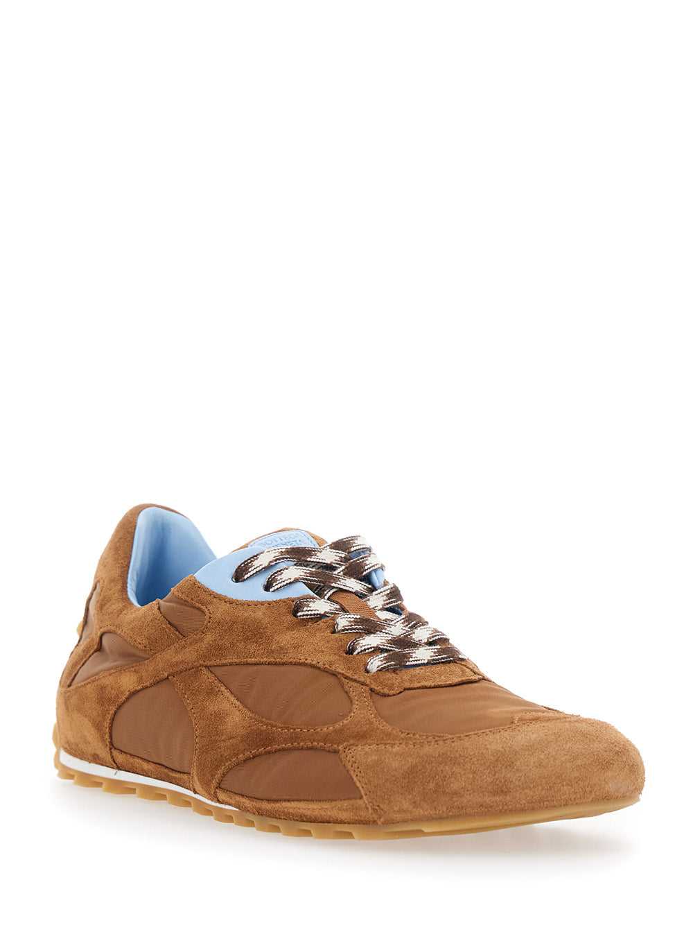 Bottega Veneta Women 'Orbit Flash' Brown Sneakers With Logo Lettering Detail On The Pull-Tab In Suede And Fabric For Women BOTTEGA VENETA