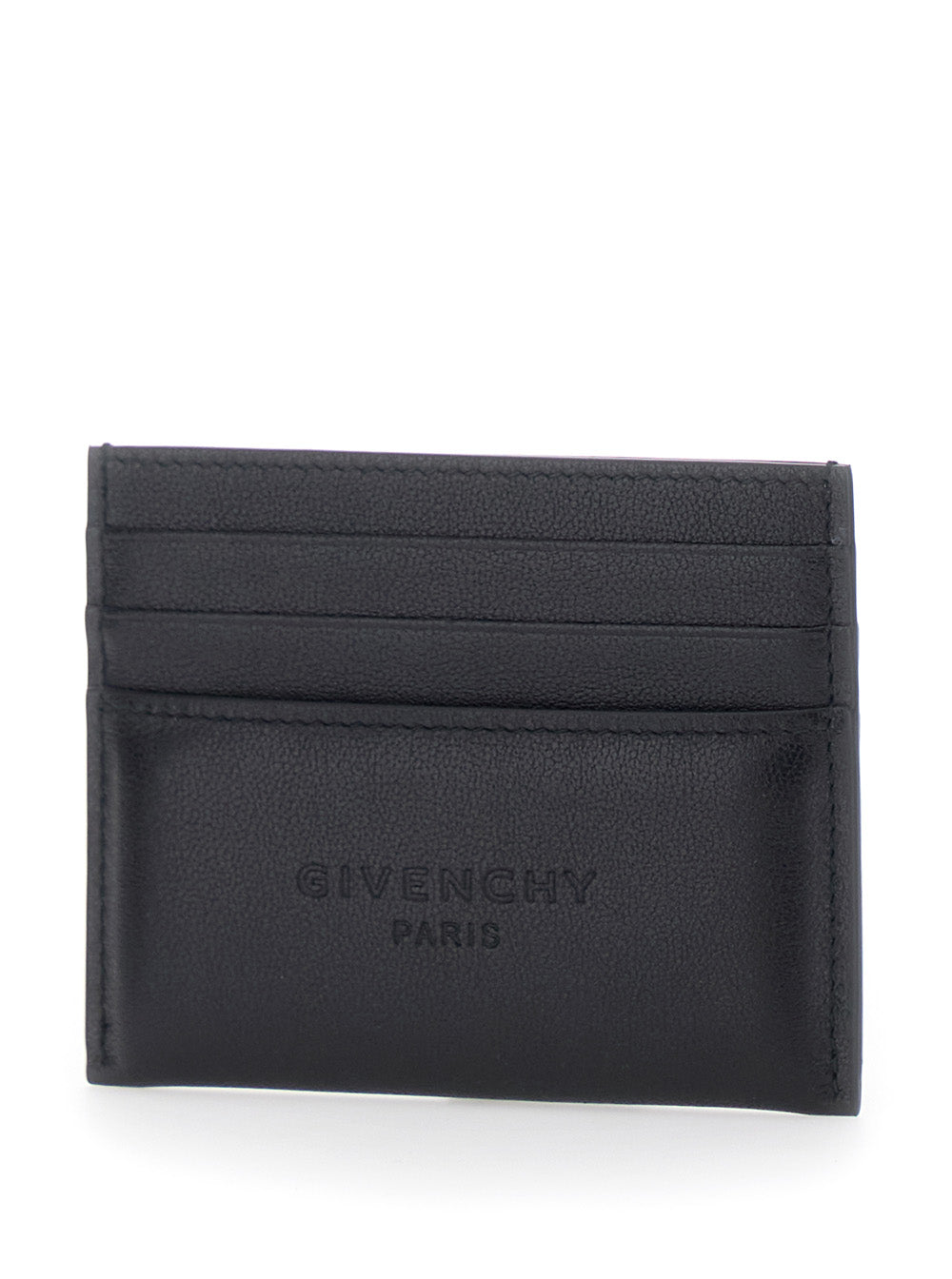 Givenchy Men Black Card Holder With Embossed Logo Lettering On Front And Rear In Leather Man GIVENCHY