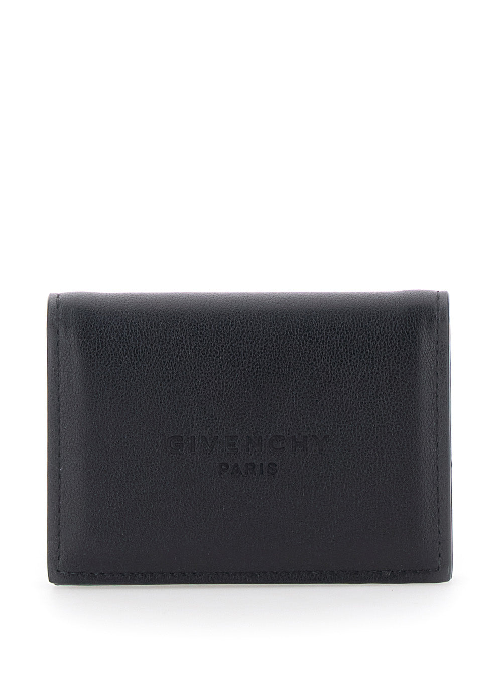 Givenchy Men Black Card Holder With Embossed Logo Lettering On The Front In Leather Man GIVENCHY