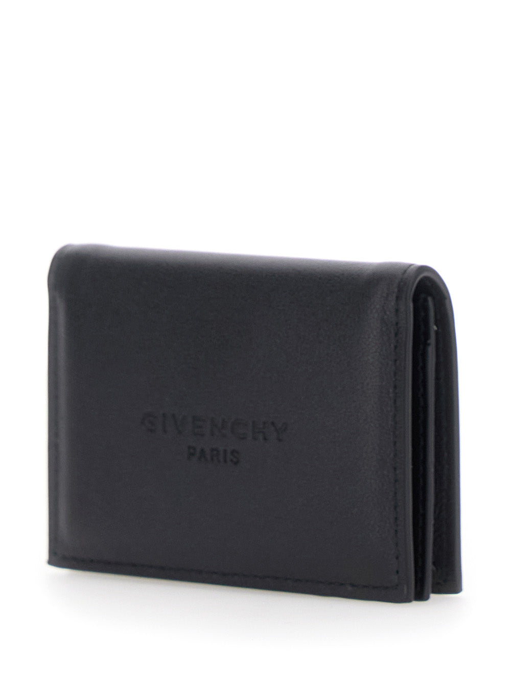 Givenchy Men Black Card Holder With Embossed Logo Lettering On The Front In Leather Man GIVENCHY
